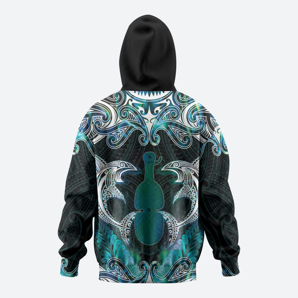 New Zealand Kotiate Weapon Hoodie Aotearoa Mango Paua Shell Maori Pattern