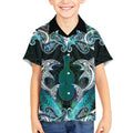 New Zealand Kotiate Weapon Kid Hawaiian Shirt Aotearoa Mango Paua Shell Maori Pattern