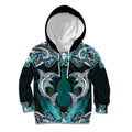 New Zealand Kotiate Weapon Kid Hoodie Aotearoa Mango Paua Shell Maori Pattern