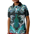 New Zealand Kotiate Weapon Kid Polo Shirt Aotearoa Mango Paua Shell Maori Pattern
