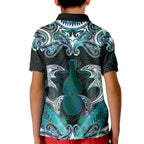 New Zealand Kotiate Weapon Kid Polo Shirt Aotearoa Mango Paua Shell Maori Pattern