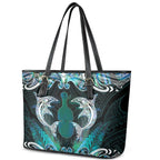 New Zealand Kotiate Weapon Leather Tote Bag Aotearoa Mango Paua Shell Maori Pattern