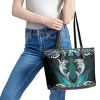 New Zealand Kotiate Weapon Leather Tote Bag Aotearoa Mango Paua Shell Maori Pattern