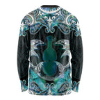New Zealand Kotiate Weapon Long Sleeve Shirt Aotearoa Mango Paua Shell Maori Pattern