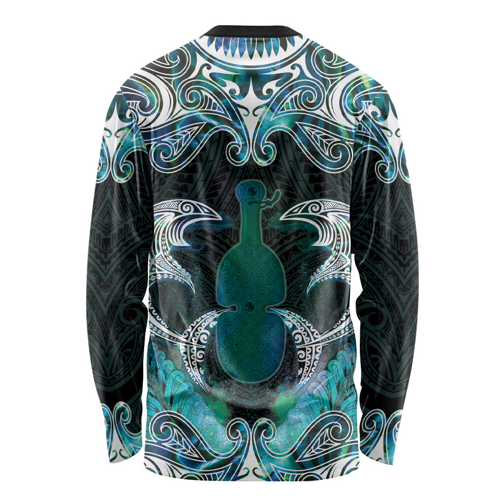 New Zealand Kotiate Weapon Long Sleeve Shirt Aotearoa Mango Paua Shell Maori Pattern