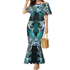 New Zealand Kotiate Weapon Mermaid Dress Aotearoa Mango Paua Shell Maori Pattern