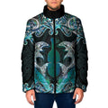 New Zealand Kotiate Weapon Padded Jacket Aotearoa Mango Paua Shell Maori Pattern