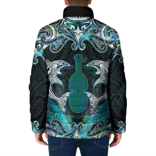 New Zealand Kotiate Weapon Padded Jacket Aotearoa Mango Paua Shell Maori Pattern