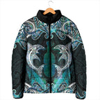 New Zealand Kotiate Weapon Padded Jacket Aotearoa Mango Paua Shell Maori Pattern