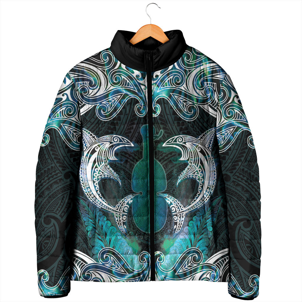 New Zealand Kotiate Weapon Padded Jacket Aotearoa Mango Paua Shell Maori Pattern