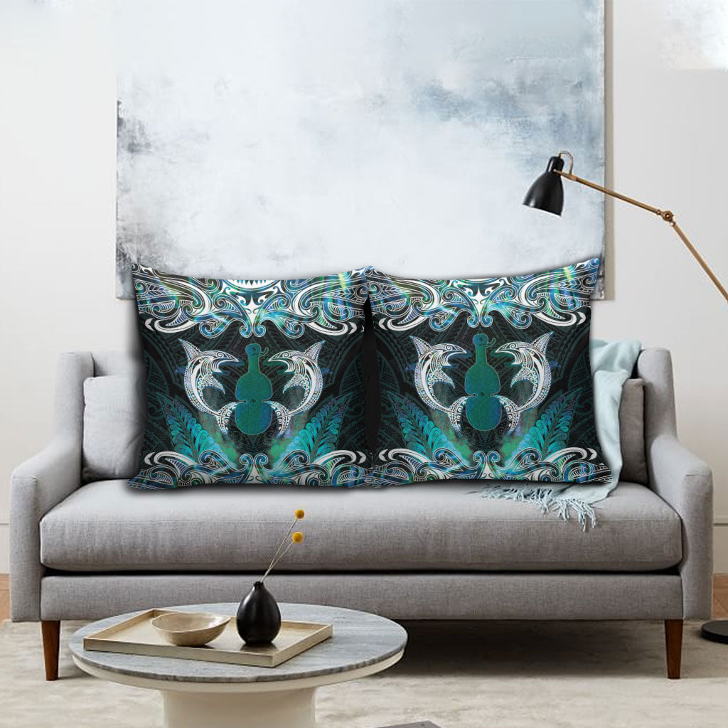New Zealand Kotiate Weapon Pillow Cover Aotearoa Mango Paua Shell Maori Pattern