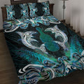 New Zealand Kotiate Weapon Quilt Bed Set Aotearoa Mango Paua Shell Maori Pattern