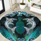 New Zealand Kotiate Weapon Round Carpet Aotearoa Mango Paua Shell Maori Pattern