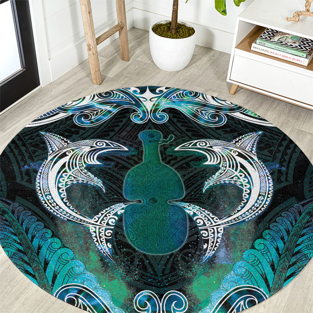 New Zealand Kotiate Weapon Round Carpet Aotearoa Mango Paua Shell Maori Pattern