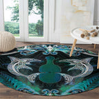 New Zealand Kotiate Weapon Round Carpet Aotearoa Mango Paua Shell Maori Pattern