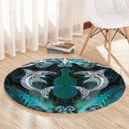 New Zealand Kotiate Weapon Round Carpet Aotearoa Mango Paua Shell Maori Pattern
