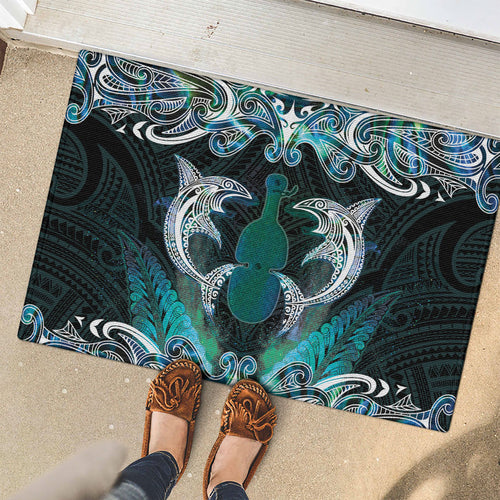 New Zealand Kotiate Weapon Rubber Doormat Aotearoa Mango Paua Shell Maori Pattern