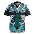 New Zealand Kotiate Weapon Rugby Jersey Aotearoa Mango Paua Shell Maori Pattern
