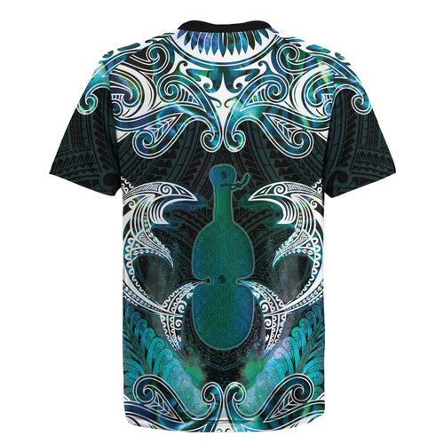 New Zealand Kotiate Weapon Rugby Jersey Aotearoa Mango Paua Shell Maori Pattern