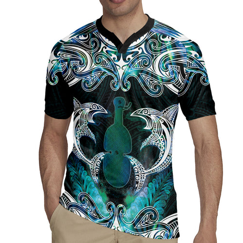 New Zealand Kotiate Weapon Rugby Jersey Aotearoa Mango Paua Shell Maori Pattern