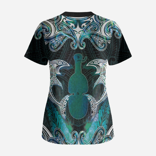 New Zealand Kotiate Weapon Scrub Top Aotearoa Mango Paua Shell Maori Pattern