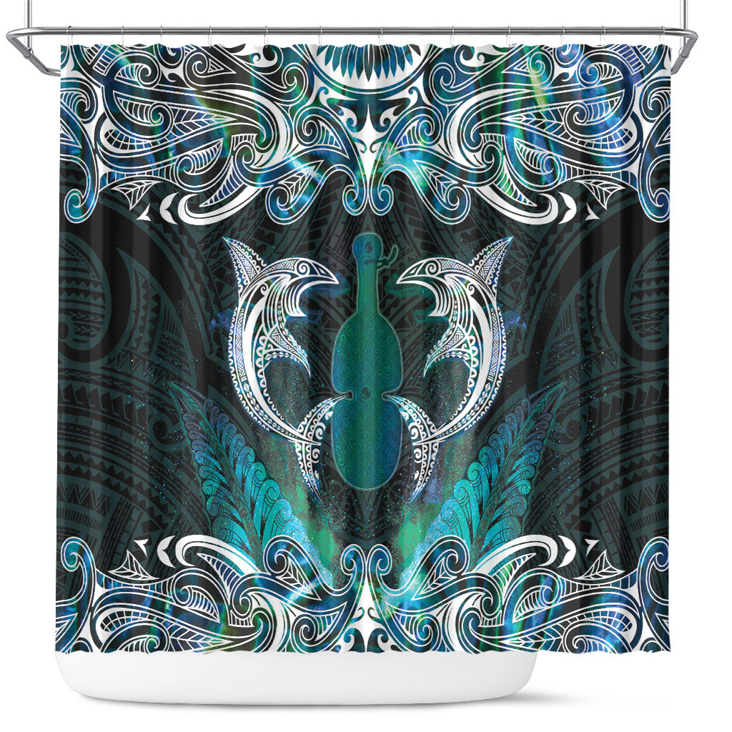 New Zealand Kotiate Weapon Shower Curtain Aotearoa Mango Paua Shell Maori Pattern