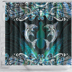 New Zealand Kotiate Weapon Shower Curtain Aotearoa Mango Paua Shell Maori Pattern