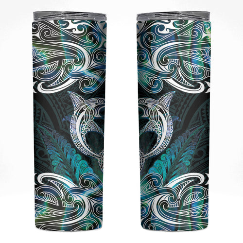 New Zealand Kotiate Weapon Skinny Tumbler Aotearoa Mango Paua Shell Maori Pattern