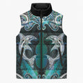 New Zealand Kotiate Weapon Sleeveless Puffer Jacket Aotearoa Mango Paua Shell Maori Pattern