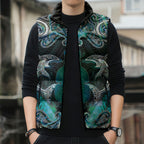 New Zealand Kotiate Weapon Sleeveless Puffer Jacket Aotearoa Mango Paua Shell Maori Pattern