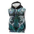 New Zealand Kotiate Weapon Sleeveless Zip Hoodie Aotearoa Mango Paua Shell Maori Pattern