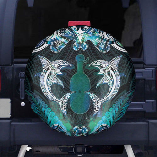New Zealand Kotiate Weapon Spare Tire Cover Aotearoa Mango Paua Shell Maori Pattern