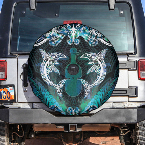 New Zealand Kotiate Weapon Spare Tire Cover Aotearoa Mango Paua Shell Maori Pattern