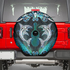 New Zealand Kotiate Weapon Spare Tire Cover Aotearoa Mango Paua Shell Maori Pattern