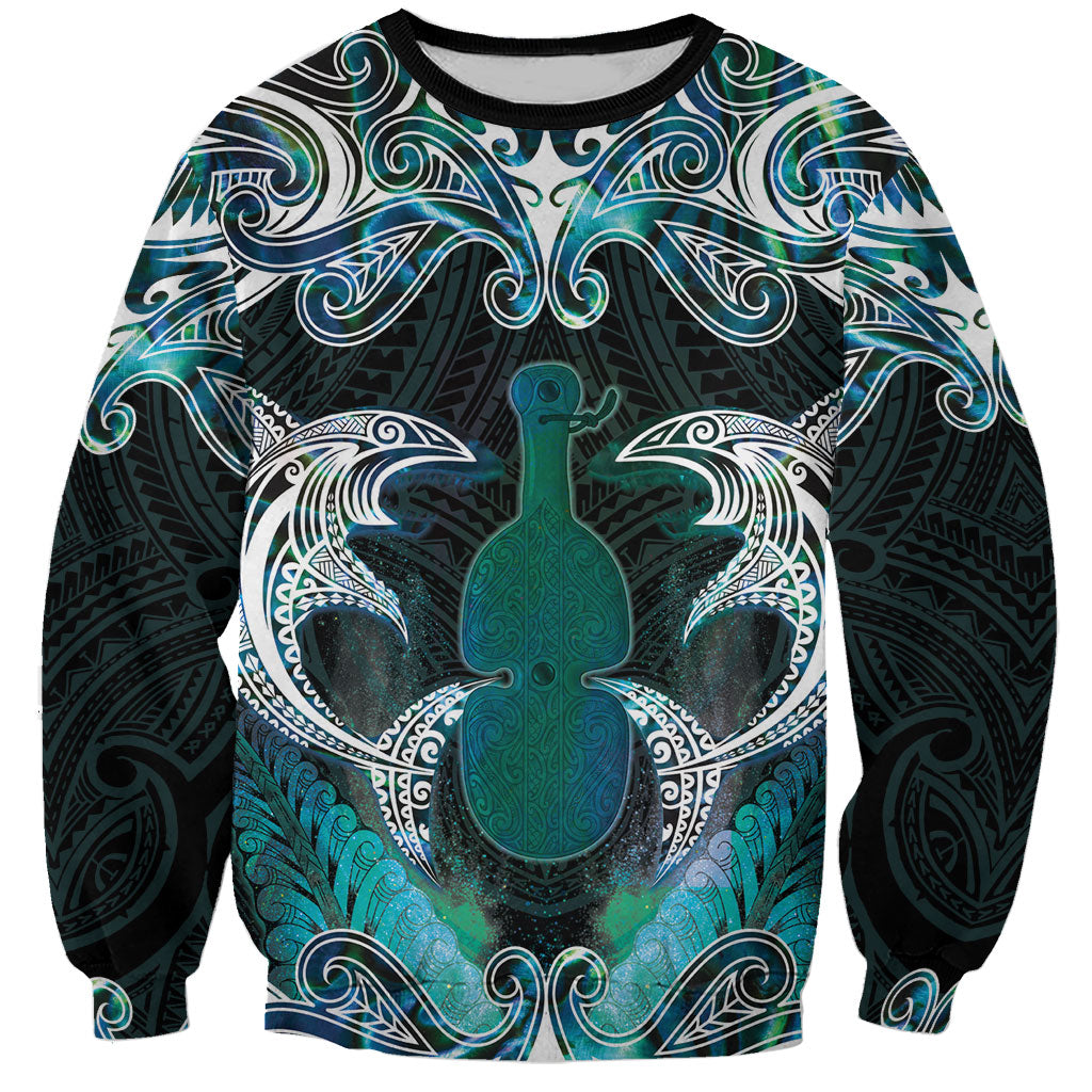 New Zealand Kotiate Weapon Sweatshirt Aotearoa Mango Paua Shell Maori Pattern