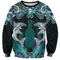 New Zealand Kotiate Weapon Sweatshirt Aotearoa Mango Paua Shell Maori Pattern