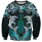 New Zealand Kotiate Weapon Sweatshirt Aotearoa Mango Paua Shell Maori Pattern