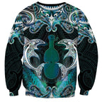 New Zealand Kotiate Weapon Sweatshirt Aotearoa Mango Paua Shell Maori Pattern
