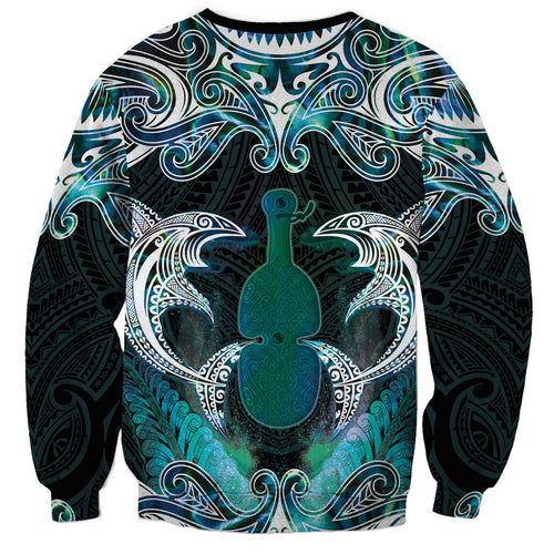 New Zealand Kotiate Weapon Sweatshirt Aotearoa Mango Paua Shell Maori Pattern