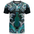 New Zealand Kotiate Weapon T Shirt Aotearoa Mango Paua Shell Maori Pattern