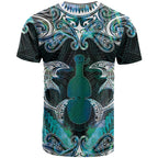 New Zealand Kotiate Weapon T Shirt Aotearoa Mango Paua Shell Maori Pattern