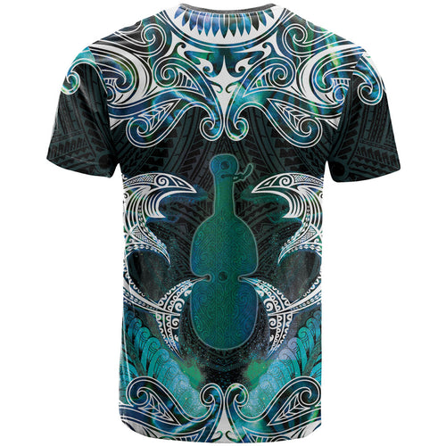 New Zealand Kotiate Weapon T Shirt Aotearoa Mango Paua Shell Maori Pattern