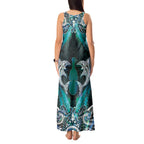 New Zealand Kotiate Weapon Tank Maxi Dress Aotearoa Mango Paua Shell Maori Pattern