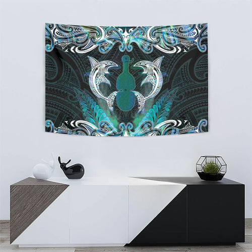 New Zealand Kotiate Weapon Tapestry Aotearoa Mango Paua Shell Maori Pattern