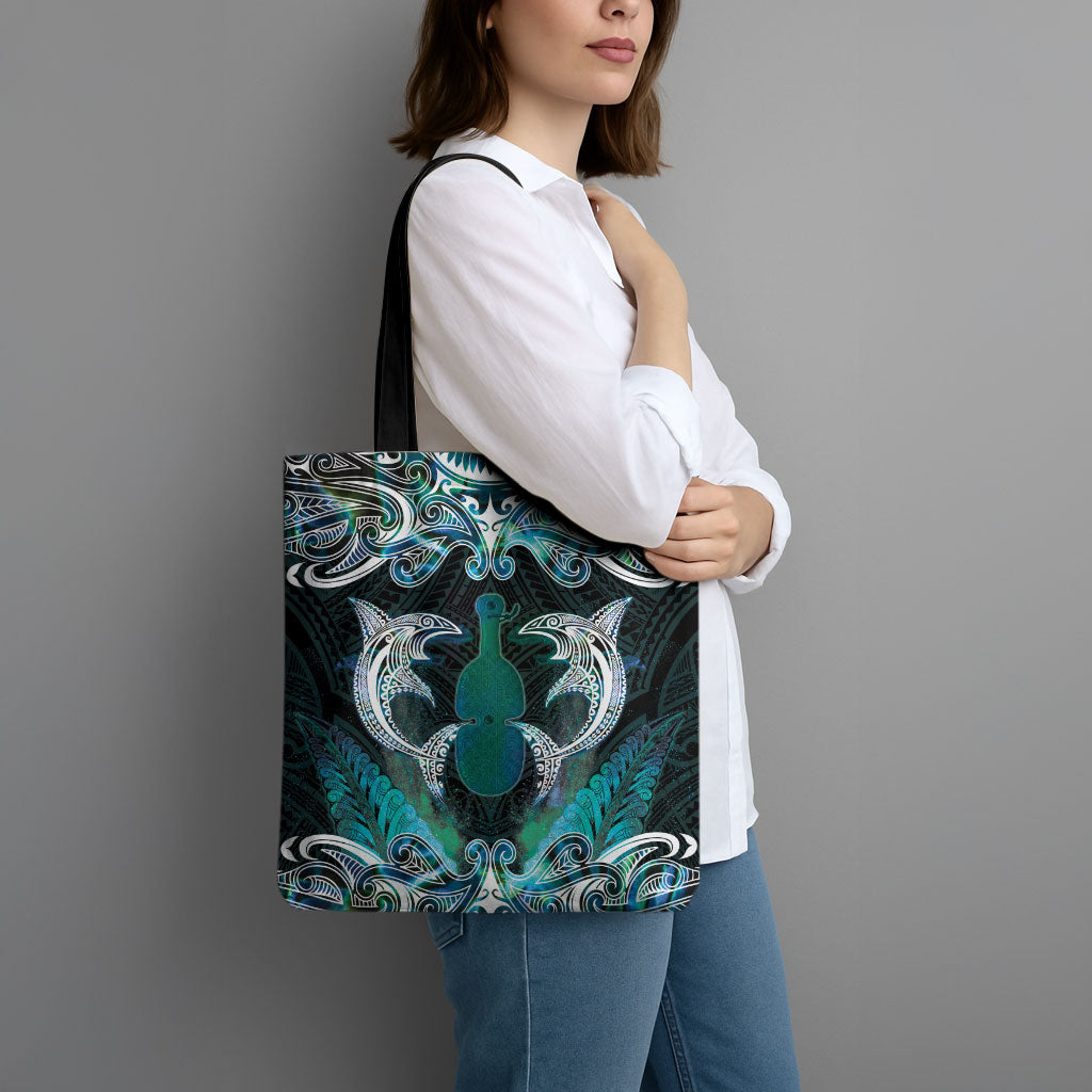 New Zealand Kotiate Weapon Tote Bag Aotearoa Mango Paua Shell Maori Pattern