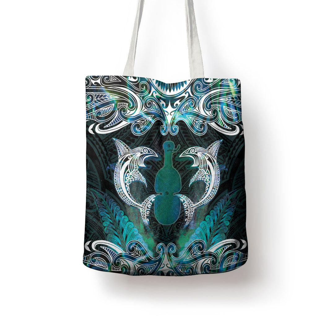 New Zealand Kotiate Weapon Tote Bag Aotearoa Mango Paua Shell Maori Pattern