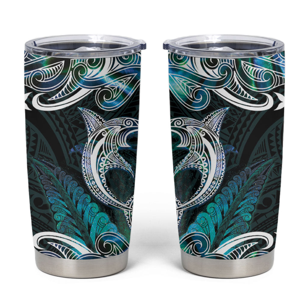 New Zealand Kotiate Weapon Tumbler Cup Aotearoa Mango Paua Shell Maori Pattern