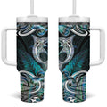 New Zealand Kotiate Weapon Tumbler With Handle Aotearoa Mango Paua Shell Maori Pattern