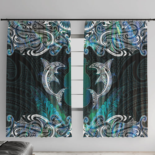 New Zealand Kotiate Weapon Window Curtain Aotearoa Mango Paua Shell Maori Pattern