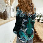 New Zealand Kotiate Weapon Women Casual Shirt Aotearoa Mango Paua Shell Maori Pattern